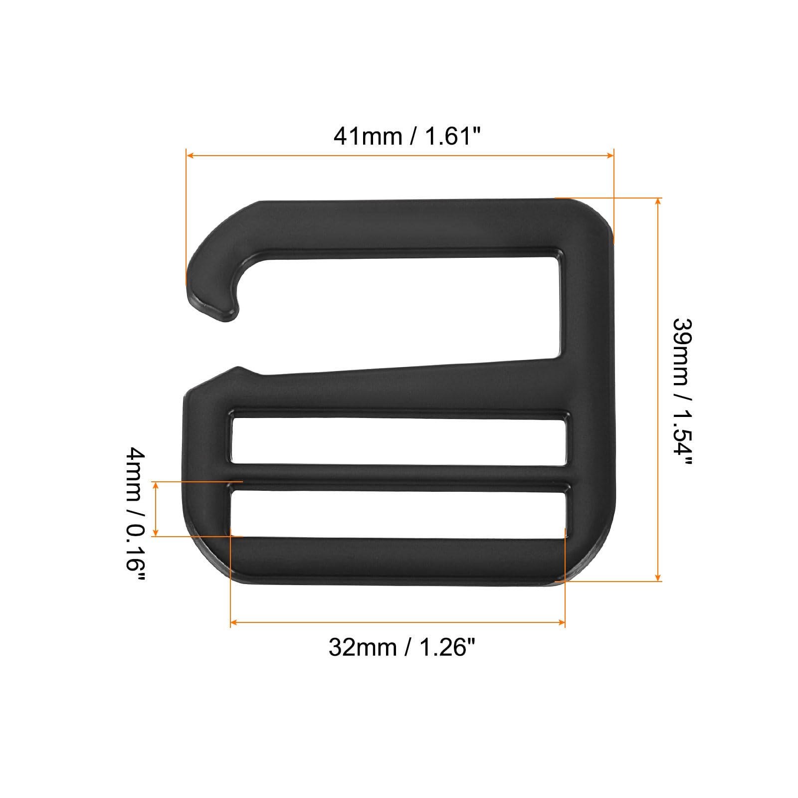 QUARKZMAN 10pz 32mm/1.26" Fibbie per Cinghie con Gancio a G in Metallo Fibbie Scorrevoli Tri-Glide Piatte Regolabili per Cinghie per Zaini, Nero Opaco