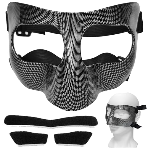 SQAQS Visiera Protettiva per Naso Resistente Agli Urti, Protezione per Naso per Naso Rotto, Maschere Protettive con Imbottitura, Protezione viso Regolabile Adatto agli Adolescenti per Softball Basket