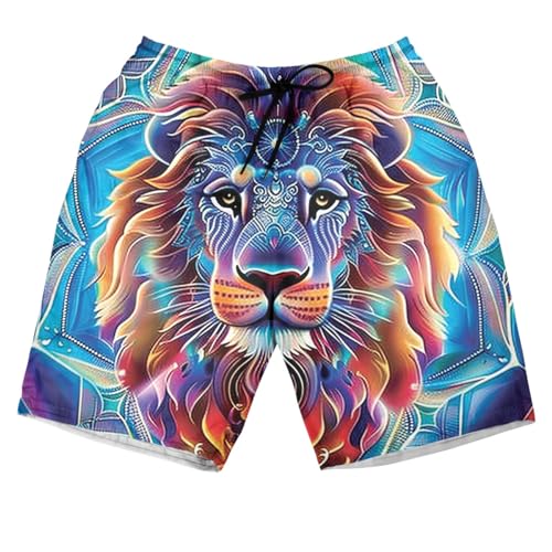 Lion Lovers Mens Swim Trunks - Animal Lovers Elastic Waistband Men's Summer Quick-Dry Swim Shorts Set 15 - Main Image