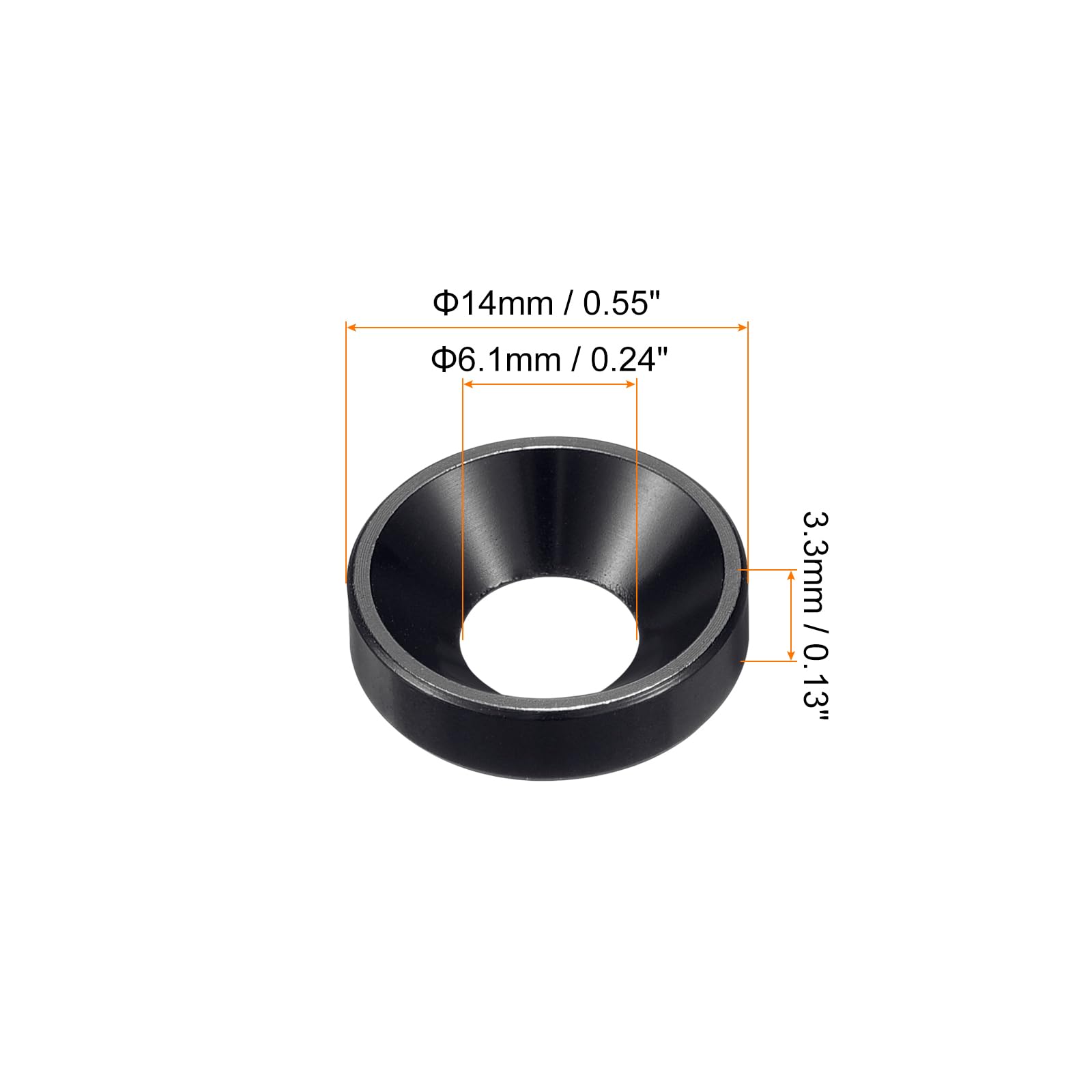 sourcing map M6 Senkkopf-Unterlegscheiben, Aluminiumlegierung, Schraubendichtungen für mechanische Zubehörteile, Schwarz, 40 Stück