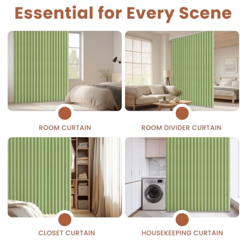 Image of AJAZZ Blackout Accordion Door Curtain 1 Panel 98 inchx78 inch Green - Magnetic Folding Room Divider, No-Drill Sliding Patio Closet