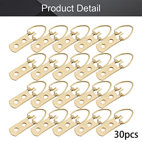 Image of MroMax 30PCS Ring Picture Frame Buckle 2.05 inch x 0.55 inchGold Tone Assortment Kit for Home Decoration Picture Frames Photo Hanging Solutions