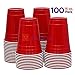 Red Disposable Plastic Cups [16 oz - 100 Pack] Fun & Durable Party Cups for Drinking & Playing - Bulk Case of 100 Cups, By Stack Man