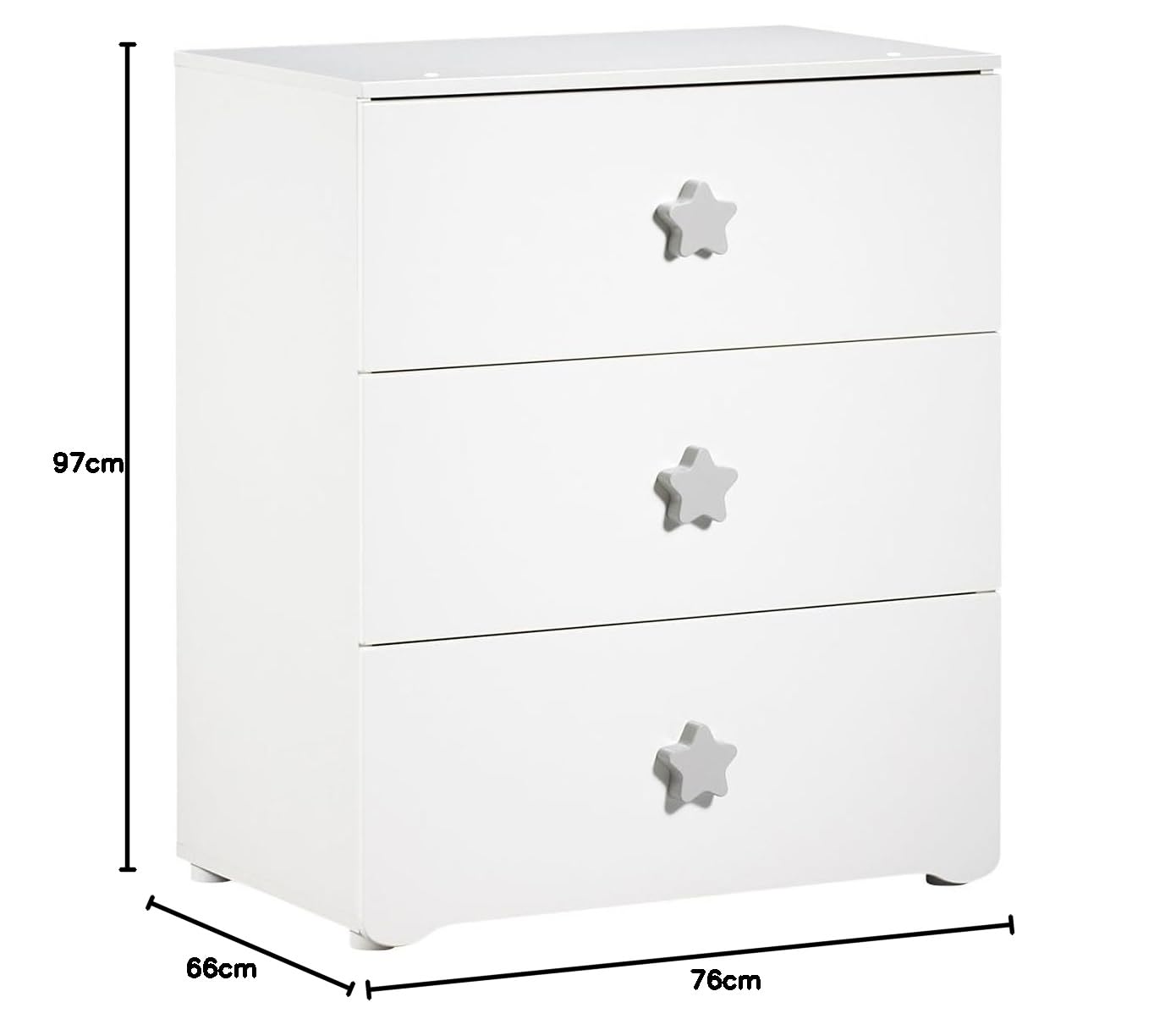 Baby Price New Basic - Cassettiera fasciatoio con 3 cassetti e pulsante a sfera, colore: Bianco