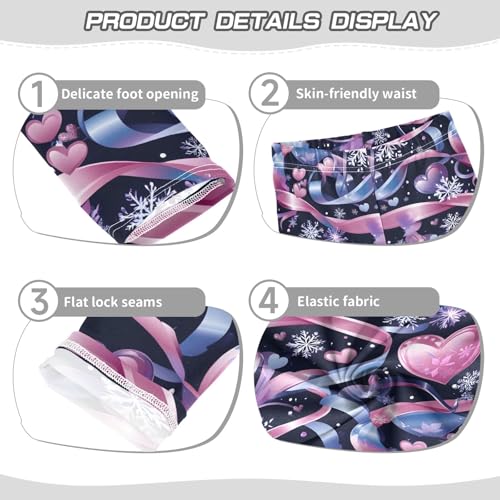 Ribbons Snowflakes Hearts Girls Leggings Athletic Pants Tights Stretch Bottom3
