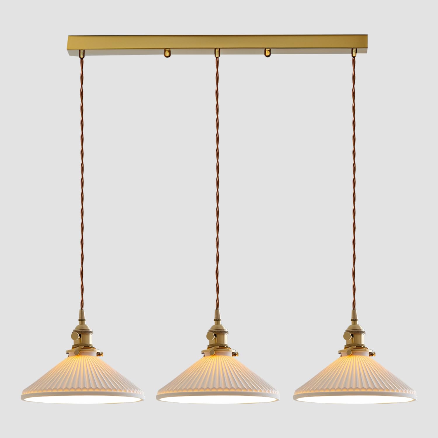 3 Light Linear Pendant Lighting Milk Glass Linear Chandelier Brushed Gold Kitchen Island Lighting Mid Century Brushed Gold Hanging Ceiling Light Fixtures for Dining Room Living Room MPL16D-3L