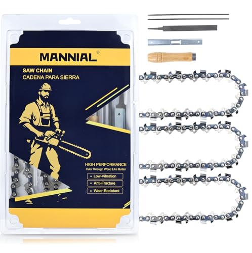MANNIAL 460 Rancher 24 Inch Chainsaw Chain 3-Pack with Sharpening Kit Fits Husqvarna 460 585550084 X-Cut 3/8 .050 Gauge 84 DL 33RS 84 Replacement Chains for Sthil MS390 MS310 MS361 MS460