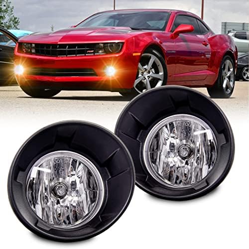 WEZEMLIGHT Fog Light Assembly For 2010 2011 2012 2013 Chevy Camaro With Halogen Bulbs And Black Bezel (Clear Lens)