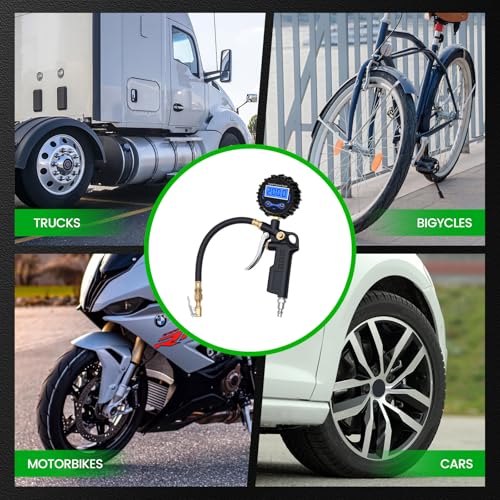 Image of Digital Tire Pressure Gauge with Inflator, 200 PSI Air Compressor Attachment Inflation Gun with Heavy Duty 360 Air Chuck & Extended Hose and Quick Connect Coupler, Improved Leaks Protection