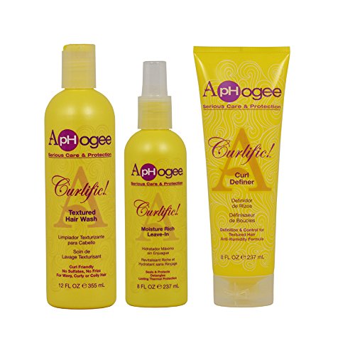 ApHogee Curlific Textured Hair Wash 12oz + Moisture Rich Leave-In + Curl Definer 8oz"Set"