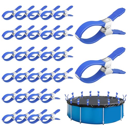 30 PCS Pool Cover Clips for Above Ground Pools,5.1 Inch Stainless Steel Pool Cover Clamps,Heavy Duty...