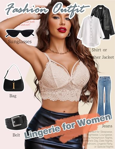 Image of Avidlove Lace Bralette for Women Lingerie Spaghetti Adjustable Strap Tank Camisole Crop Top