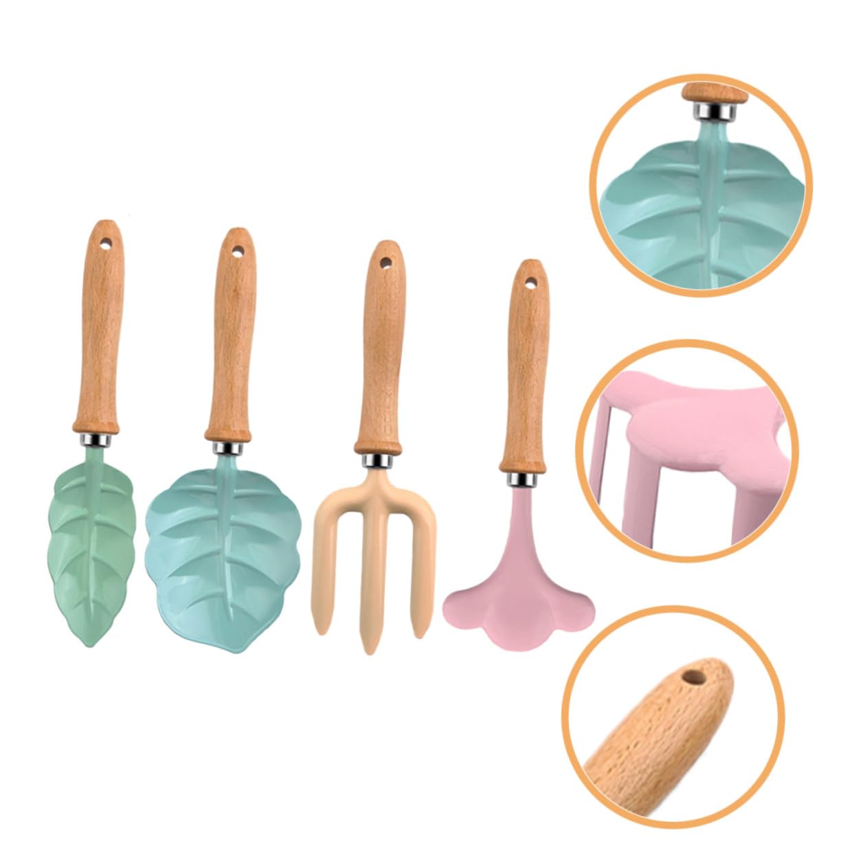 Juego de Herramientas de Jardinería Ligero para Niños Materiales de Madera y Plástico Pala, Rastrillo y Tenedor Jugar al Aire Libre