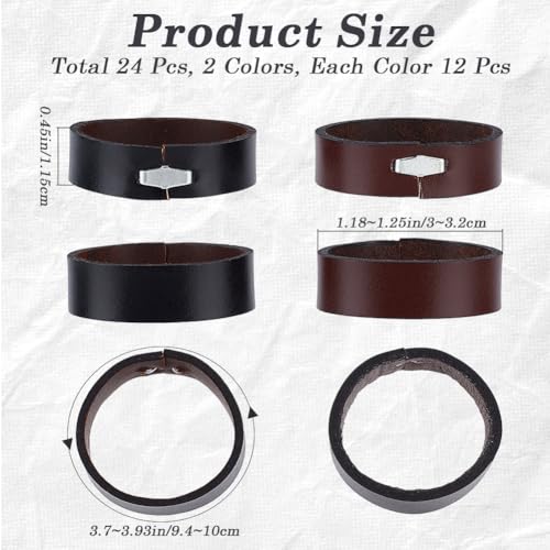 CRASPIRE 24Pcs 2 Colors Belt Leather Loop Keepers 1.2inch Loops Leather Keeper Ring End Strap Cowhide Retainer Tool Belt Replacement Fit for DIY Craft Bag Belt Accessories Black Brown2