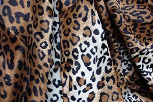 Luvfabrics Animal Print Short Fur Pile Soft Velboa Fabric for Upholstery, Costumes, Bedding (Brown Leopard)