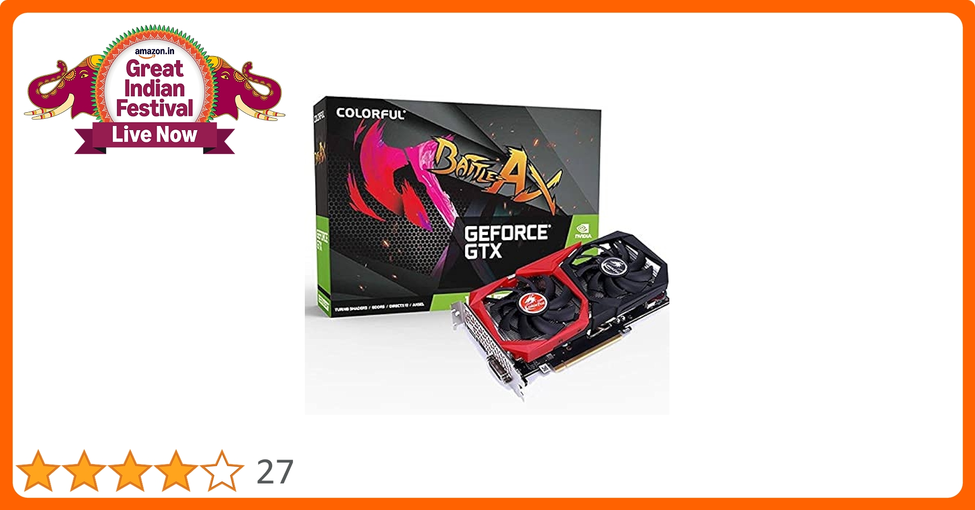 Colorful NVIDIA GeForce GTX 1650 NB 4GD6-V GDDR6 Graphics