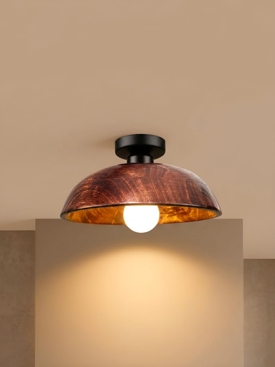Bosco-Dome Ceiling Lamps | Wooden Ceiling Mount Lights for Living Room & Bedromo | Handcrafted Solid Wood Lights for Hall & Decorations-image-15