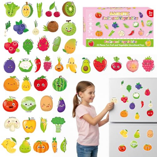 Image of PATPAT 43 Pcs Fruit Fridge Set, Spelling Learning Activity for Kids 3-5