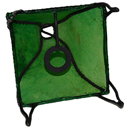 Lámpara de piel Henna artesanal marroquí verde miniatura 3
