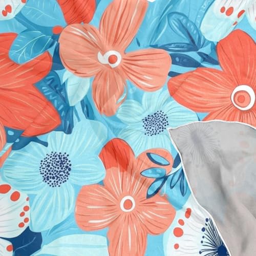 Flowers Turquoise and Coral silk scarf headscarf silk scarfLong and large dress scarves for women for evening bufanda elegante para mujer4