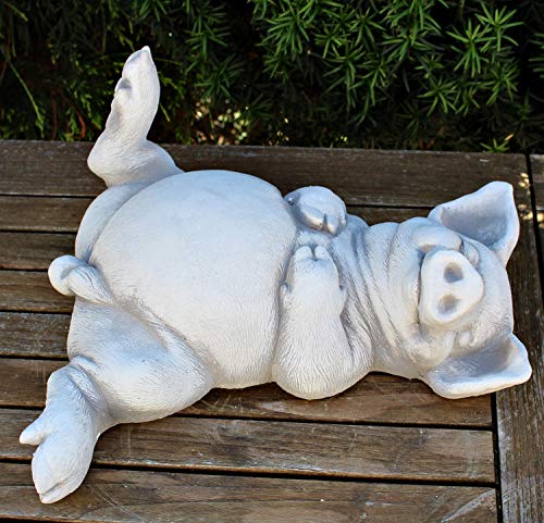 Deko Figur lustiges Schwein auf Rücken liegend L 33 cm/H 11 cm Dekofigur Gartenfigur aus Beton Cover