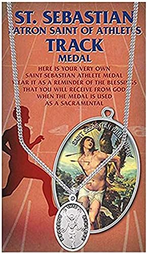 WJH Track Saint Sebastian Pewter Medal on 24 Continuous Chain, Double-Sided Medal - Image 4