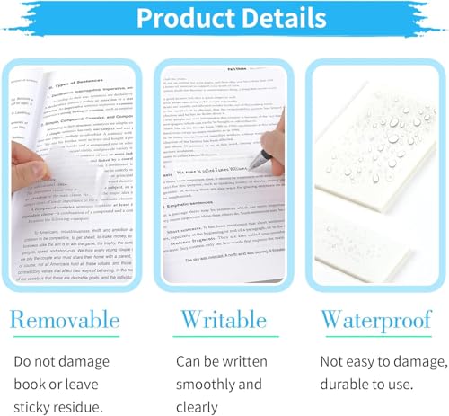 Image of UCRAVO 400 Sheets Transparent Sticky Notes Self Adhesive Clear Sticky Notes for Writing Marking,Annotating Waterproof Reusable Sticky Pads for Office School College Study Planner Journaling Book Tabs