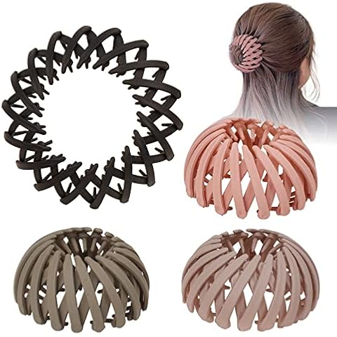 4Pcs Birds Nest Hair Clips, Vintage Geometric Retractable Hair Claw Clamps, Expandable Ponytail Holder Clips Hair Bands Hair Styling Tools for Women Girls (Style C) Cover