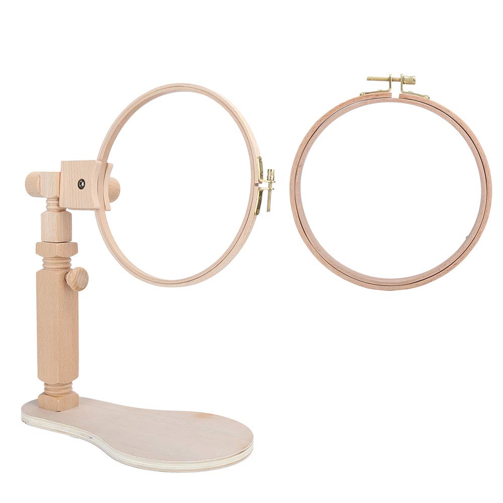 Akozon Supporto per Telaio Regolabile in Legno per Ricamo e Punto Croce - Rotante a 360 Gradi e Strumenti da Cucito Versatili in Legno di Faggio
