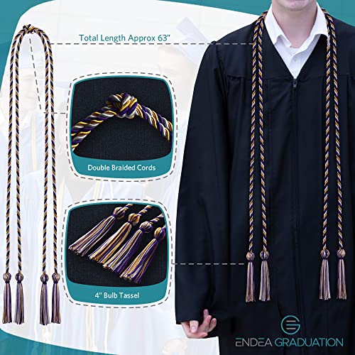 Image of Endea Graduation Double Honor Cord Three-Color (Purple /Gold /White)