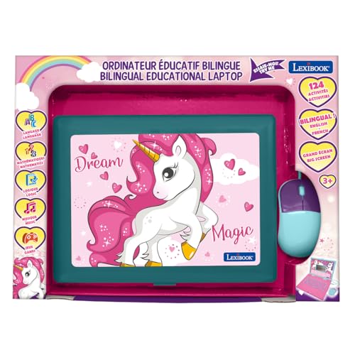 LEXiBOOK - Unicorn Educational and Bilingual Laptop Spanish/English - Toy for Children with 124 Activities to Learn Mathematics, Dactylography, Logic, Clock Reading, Play Games and Music - JC598UNIi2 by LEXiBOOK - Image 4