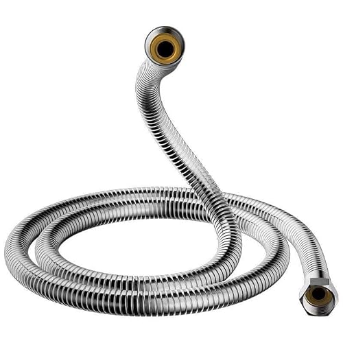 Image of Verazquy Universal Shower Hose 1.5m - Large Bore for High Flow Low Water Pressure, Chrome Anti-Kink Shower Hose with Brass Fittings Leak-Proof(1.5m)