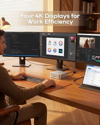 Image of AOOSTAR MACO AMD R7 PRO 6850H Mini PC (8C /16T 4.70Ghz) with LPDDR5 6400Mhz 24GB RAM &1TB M.2 2280 PCIE4.0 NVME SSD,3 *M.2 Slots; Dual 2.5G; LAN Dual USB4；Four-Screen 4K Display