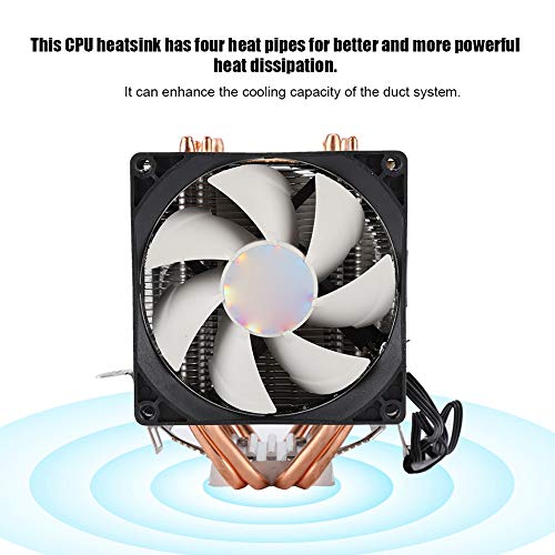 Garsentx Ventola di Raffreddamento CPU 4 Radiatore di Raffreddamento CPU 3pin 12VDC Radiatore di Raffreddamento con Magic Light per CPU Intel/AMD