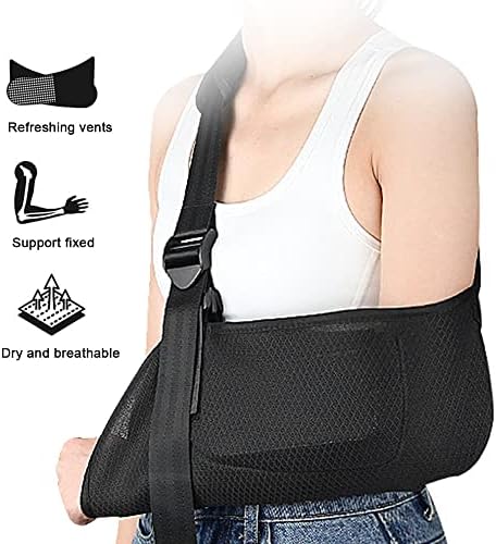 WQEPYY Arm Sling, Shoulder Immobilizer with a Neck Pad, Breathable Wrist Elbow Support Brace, Adjustable Arm Support Strap for Broken Wrist, Elbow, Arm, Dislocated Shoulder ,Women and Men(L)