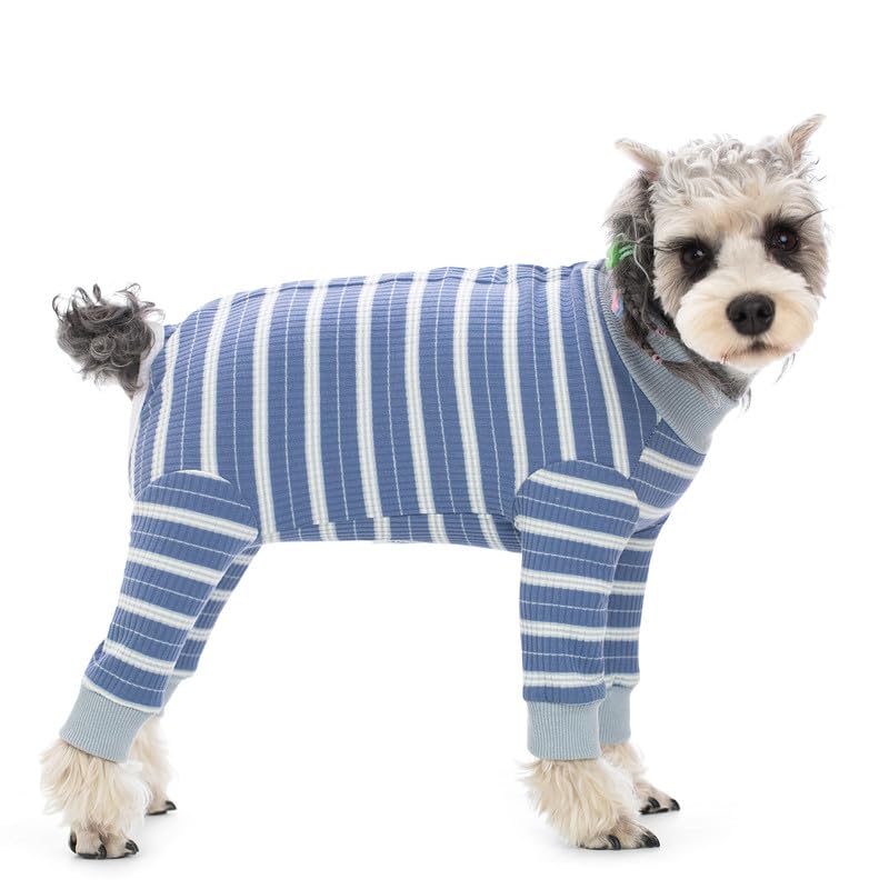 Image of Dog Surgery Recovery Suit for Small Dogs, 4-Legged Dog Onesie After Surgery with Back Snaps, Breathable Cotton Spay and Neuter Bodysuit for Female and Male Dogs