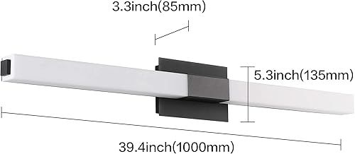 Miniatura 3 de ZUZITO Paquete de 39.4 pulgadas con luces de baño modernas de 24 pulgadas sobre espejo negro regulable LED barra de luz de tocador
