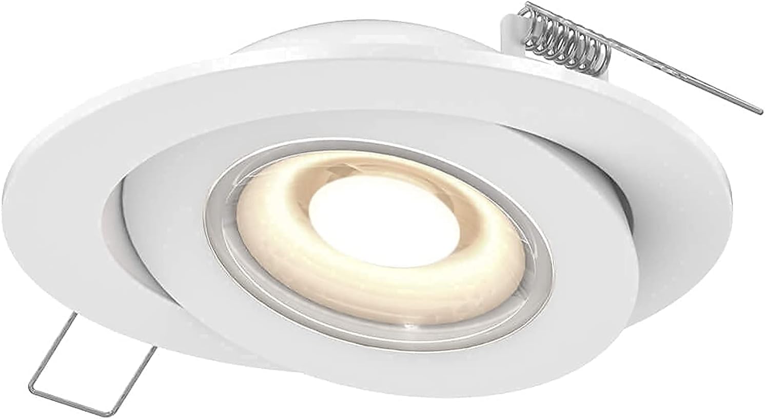 DALS 4 Inch Flat Gimbal LED Recessed Pot Light with Junction Box/Driver | Directional Lighting | 90° tilting, 360° rotation | 3000k Warm White | 9W, 700 Lumens | Dimmable Ceiling Light | ETL Certified