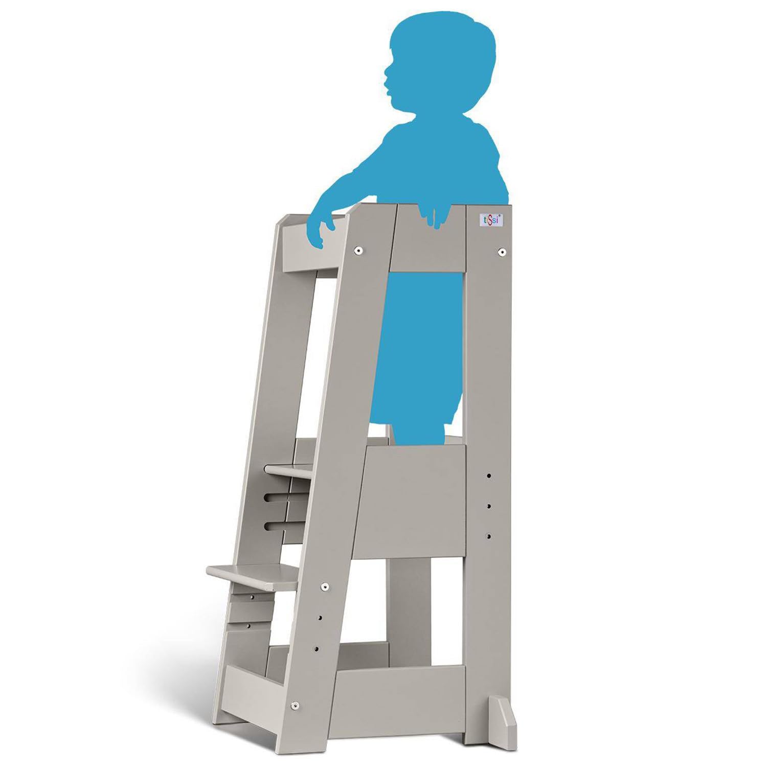 TiSsi Lernturm, Entdeckerturm Montessori mitwachsend Buche- 100539, Storm Grey