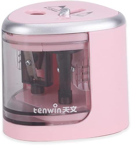 Sacapuntas eléctrico automático para lápices de colores de 0.236-0.315 in0.354-0.472 in, diseño de doble agujero, para adultos, niños, uso rosa (no