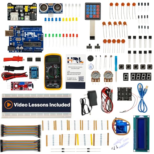 Horizon Uno Electronics Starter Kit with Video Lessons – Arduino-Compatible Board, Sensors, LEDs, Servos & More – Learn Electronics & Coding for Beginners