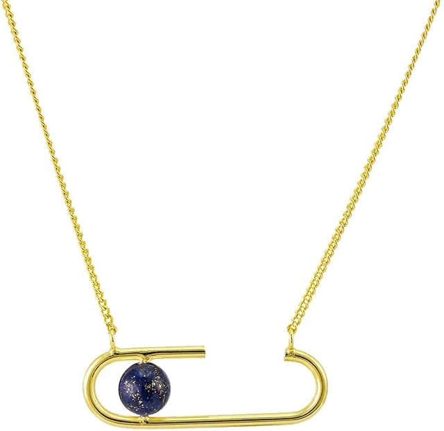 Jewellery Dainty Minimalist Geometric Pendant Gifts Necklace Gold Plated Simple Cute Necklace for Women Ladies (Gold/Lapis Lazuli/17),Colour:Gold Pearl Bracelets Earrings Rings Necklaces