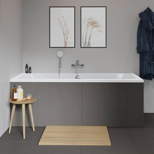 VBChome Badewanne 180x80 cm Duravit Acryl SET – Rechteckige Design-Badewanne inkl. Styroporträger, Siphon & Ablaufgarnitur Chrom – Modern, Weiß, 180 x 80 cm Wanne für Badezimmer