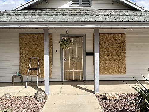 Bamboo Roll Up Blinds For Patio Reed Woven Roman Shades Waterproof, Retro Bamboo Roller Shades For Outdoor Indoor Cordless Bamboo Curtain For Window, Custom Sized, Anti-Uv ( Color : Natural Color ) #TOP3