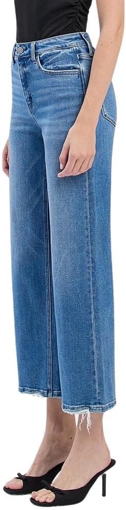 Flying Monkey Women's High-Rise Cropped Wide Leg Jeans