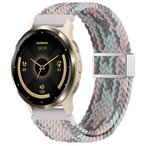 EverAct 18mm ���C�ґg Garmin Venu 3S 41mm �r���v�o���h/Venu 4 41mm/Vivoactive 4S/Venu 2S/Vivomove 3S/Forerunner 255S 265S�ɑΉ� �L�k���̂���i�C�����X�|�[