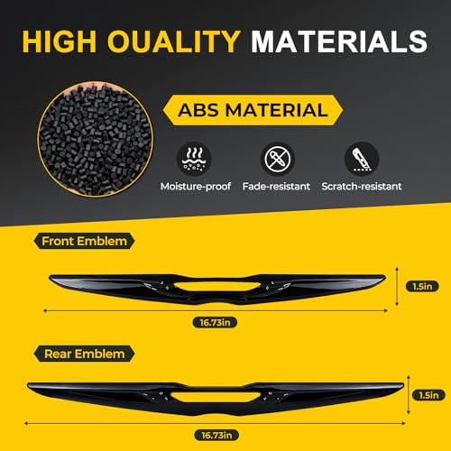 Image of Black Front Bumper Grille Emblem Cover Compatible with Chrysler 300 300C 2015+ Overlay Rear Badge Emblem Cover Trim Kit Exterior Accessories