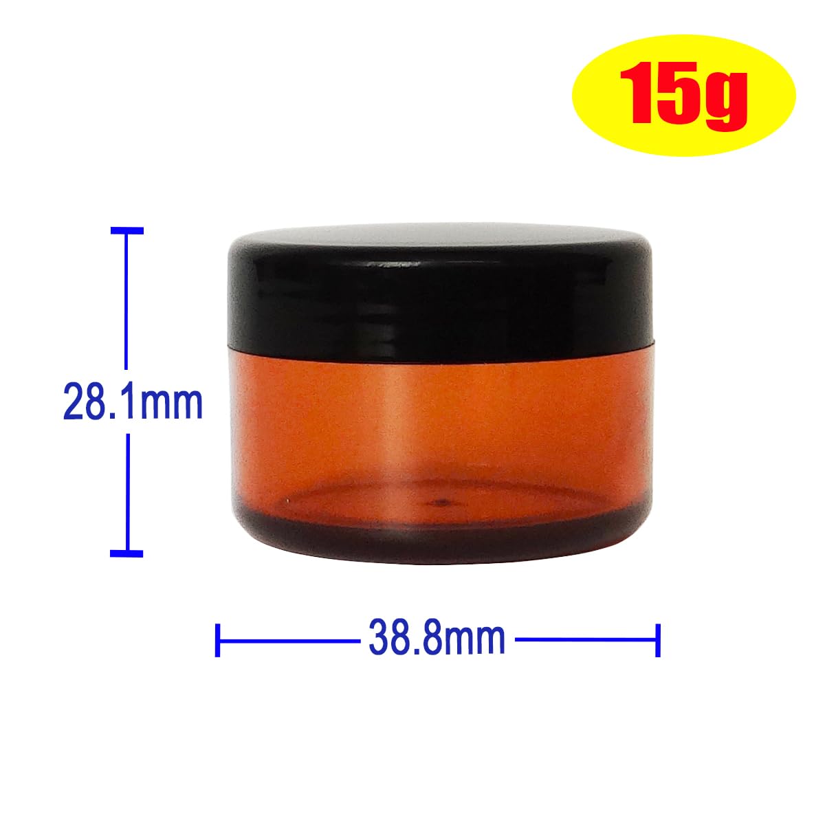 Wopanxye 12pcs 15ml Small Sample Jars, 15 Gram Empty Refillable Cosmetic Container, Plastic Round Pot Black Screw Cap Lid - Image 2