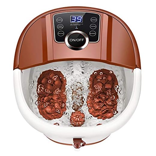 Foot Spa Bath with Heat and Massage and Bubbles, Foot Bath Massager w/16 Motorized Shiatsu Rollers,Digital Temperature Control,Red Light,Pedicure Foot Soaker w/Warm Water Soothe Tired Feet Home Use