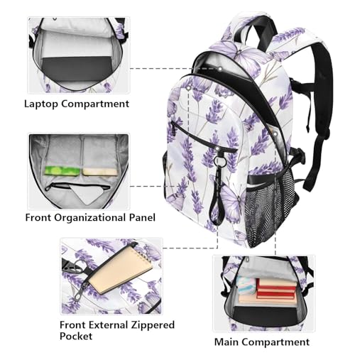 Sac à dos pc 14 pouces lavande Mnsruu papillon